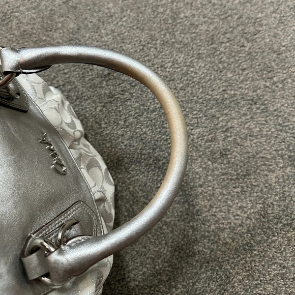 Vintage Coach Ashley Signature Bronze Beige Canvas Satchel Bag - Picture 7 of 10